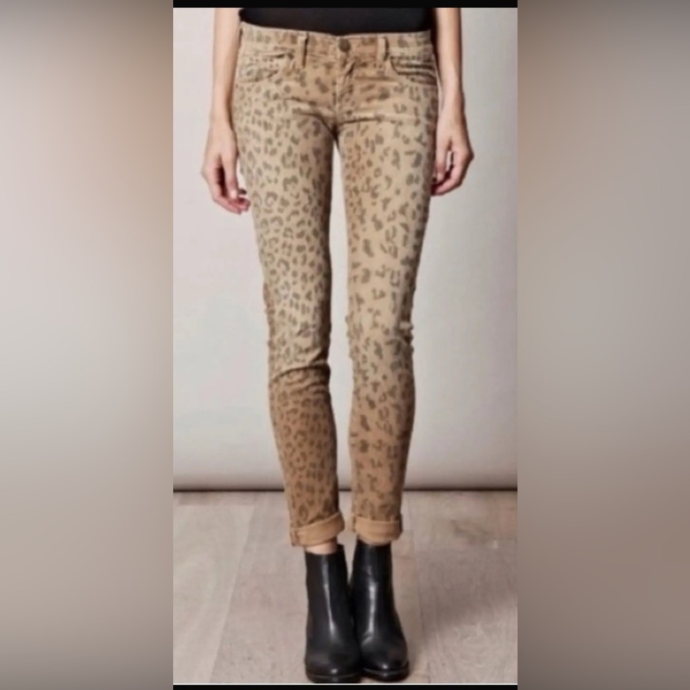 Current/Elliott The Stiletto Jeans in Camel Leopard Cropped 27